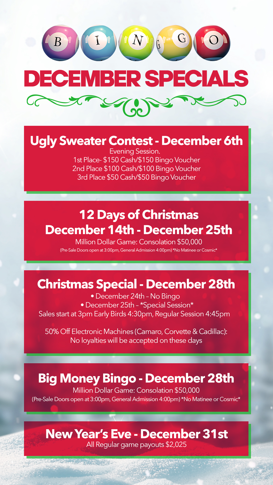 December Bingo Specials